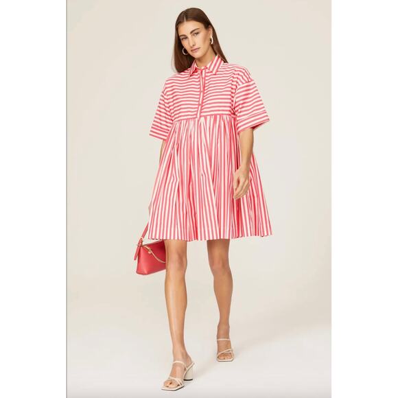 Kate Spade New York Dresses & Skirts - Kate Spade New York Pink Julia Stripe Swing Shirtdress Sz M